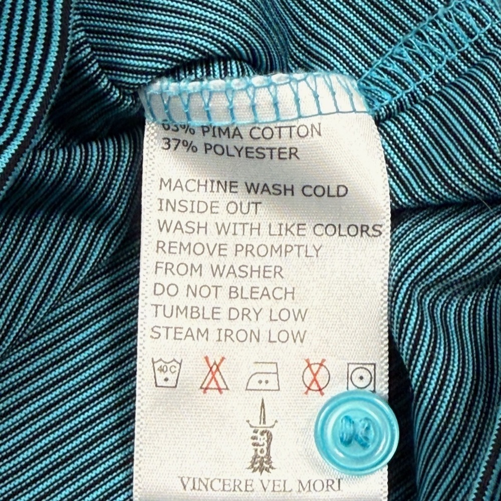 G-MAC by Kartel Polo Golf Shirt Men XL Turquoise Stripe Contrast Graeme McDowall - Picture 5 of 7